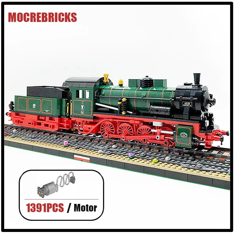 Railway Long Rail Track Train Prussian G8.1 MOC Building Block Steam-Locomotive Model Expert Collection Show Bricks Kids Toys