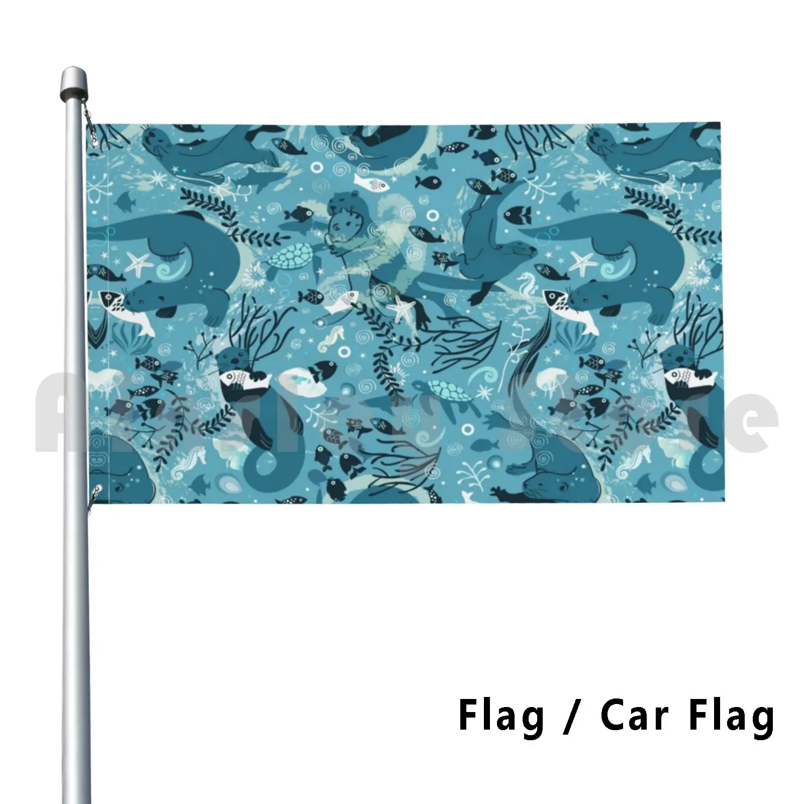 From One Otter To Another Outdoor Decor Flag Car Flag Otter Fish Sea Horse Natical Ocean Water Sea