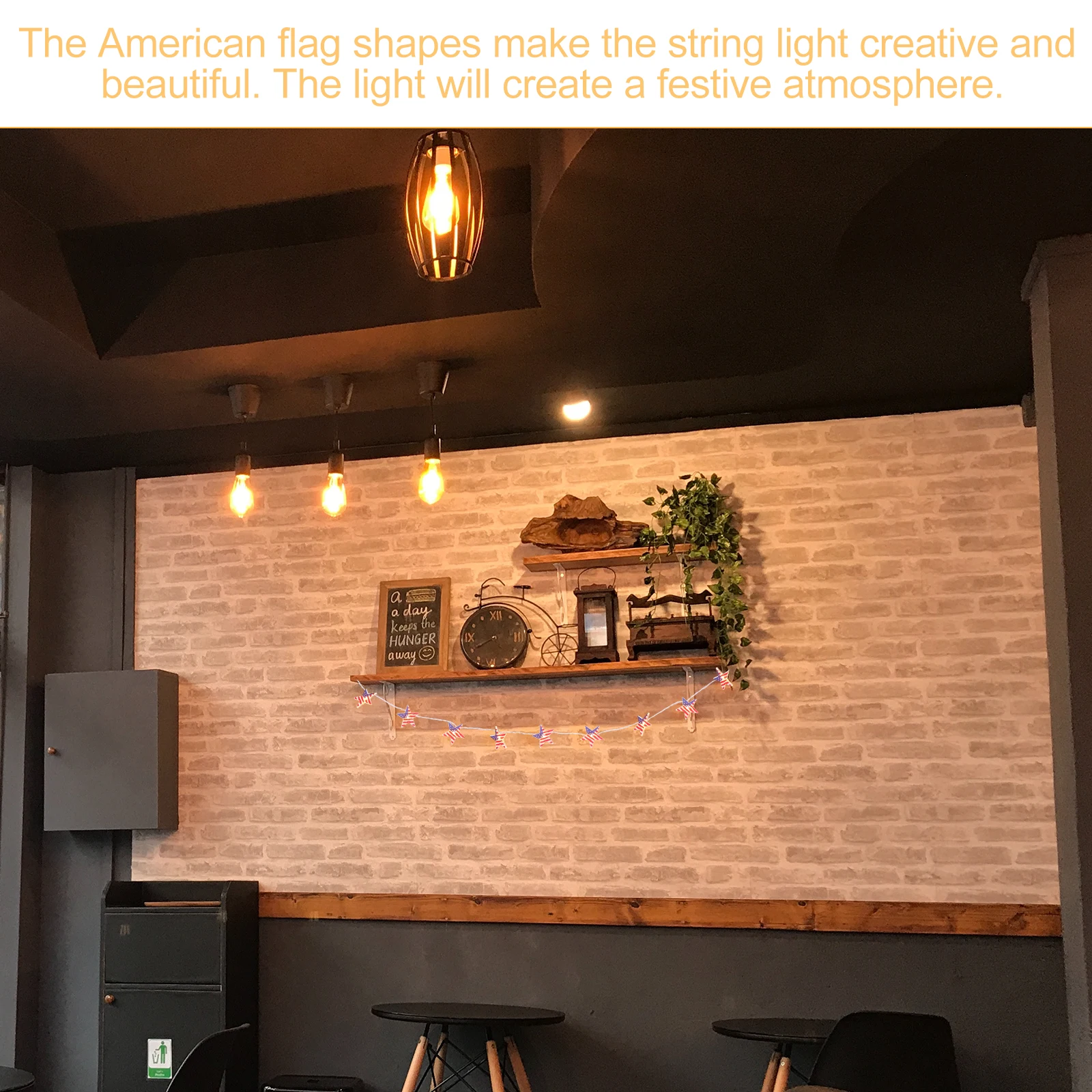 1Set Flag Star String Lights American Shape Powered LED for Independence Day Decorative Party Outdoor Indoor Ambient