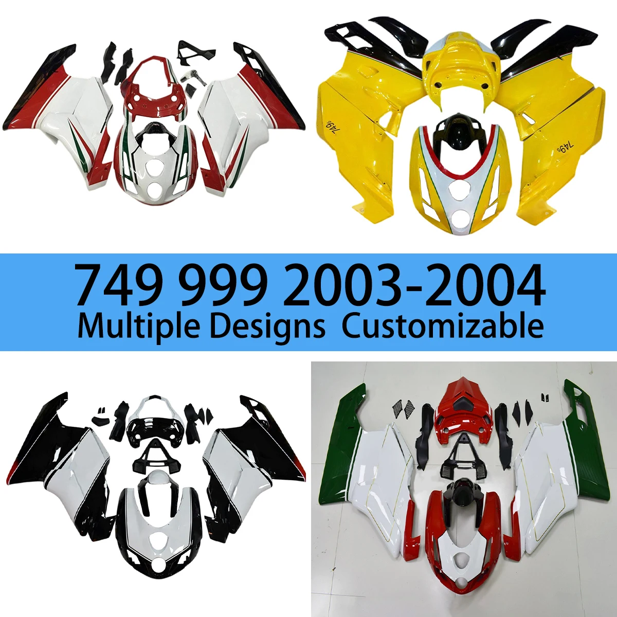 

For DUCATI 749 2003 2004 ABS Plastic Fairing Kit 999 03 04 Yellow New Style Motorcycle Complete Body Covers Fairings