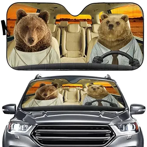 Pare-soleil familial pour pare-brise, accessoires de voiture amusants, pare-soleil pour véhicule animal, pare-brise automatique