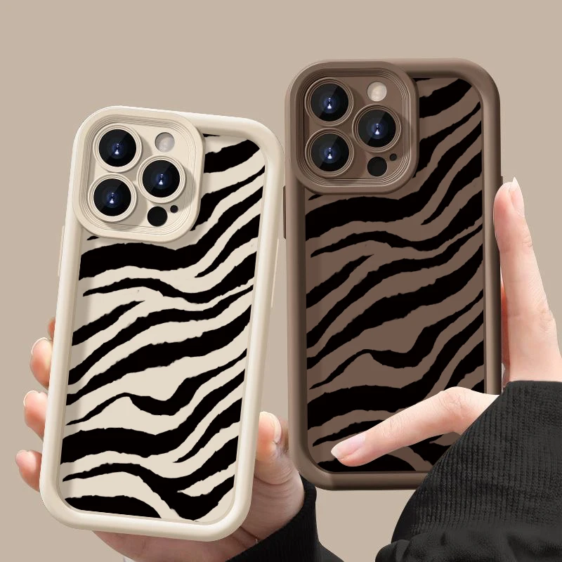 Zebra Stripe Phone Case For iPhone 16 15 14 Pro Max Plus 13 12 11 Pro Max 7 8 XS X XR Shockproof Soft Silicone TPU Back Cover