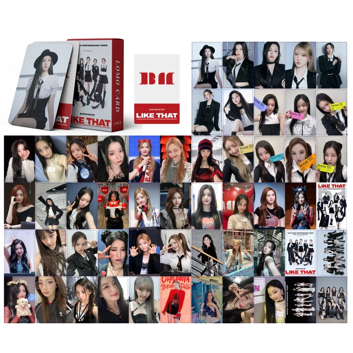 55Pcs/Set BABYMONSTER Idol Girl New Album Like That Lomo Cards HARAM RORA ASA RUKA HD Printd Photocard Poster Fans Series Gifts