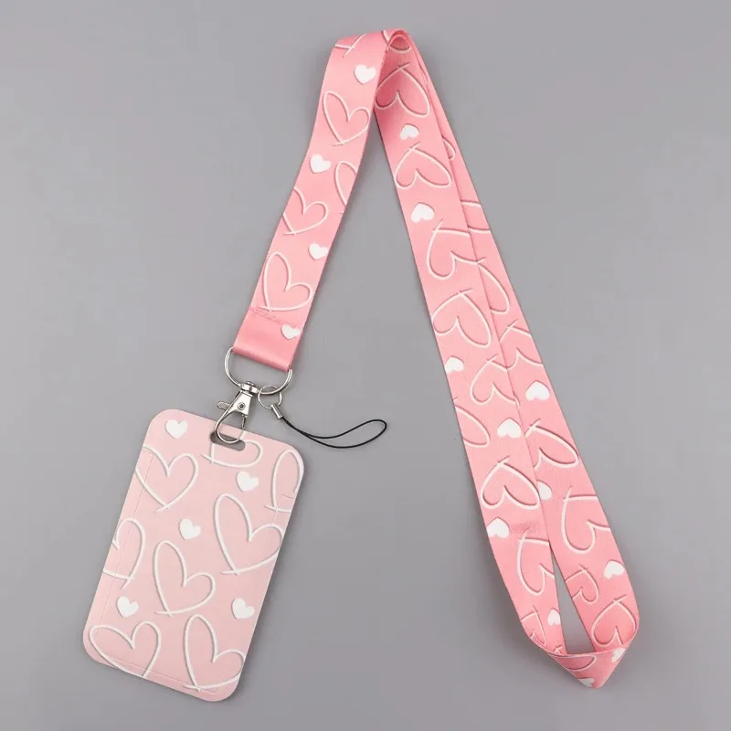 Love Heart Butterfly Fresh Style Lanyard Student ID Card Badge Holder Anti-Lost Neck Strap