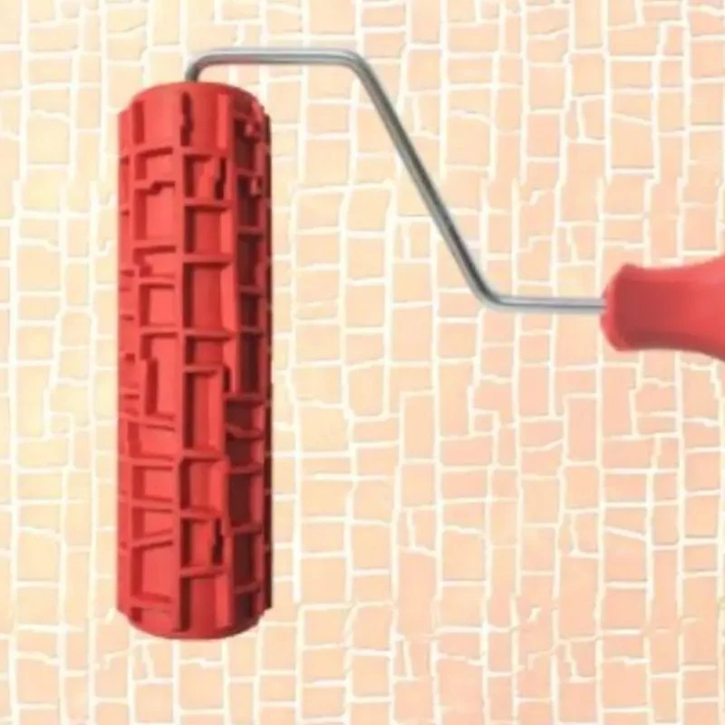 DIY Patterned Paint Decorative Rubber  Imitation Brick Embossing Art Roller Texture Roller with Handle  Paint Tool Валик