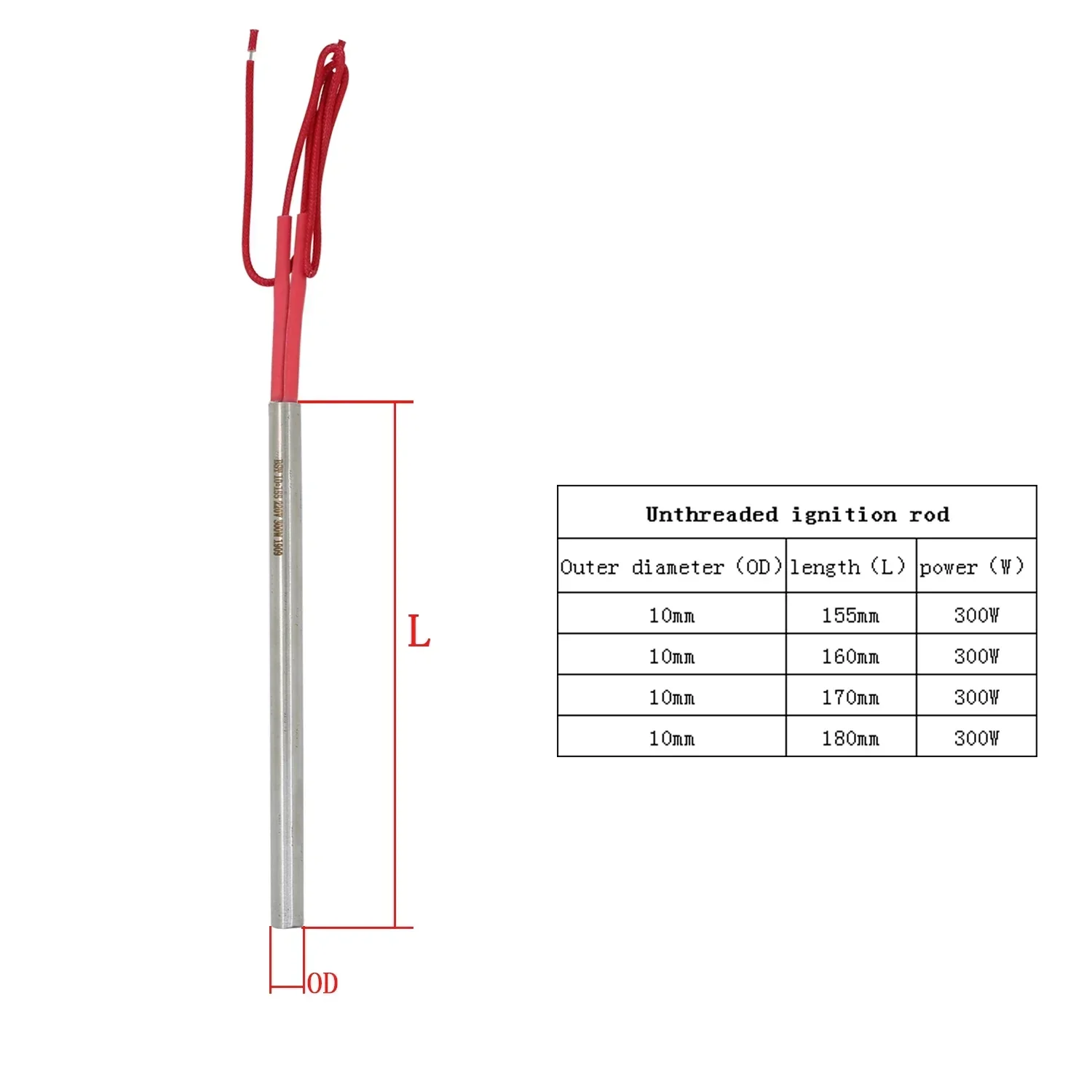 220v - pellet igniter 300w glow plug igniter 155 160 170 180 mm - wood pellet stove parts diameter 10mm