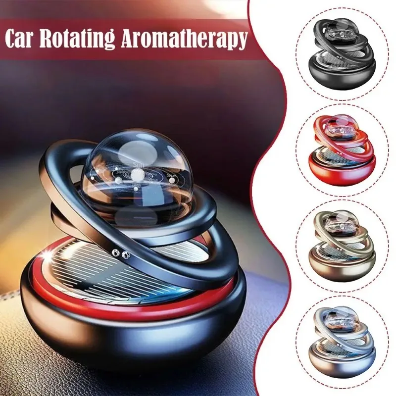 Solar Car Air Freshener Rotating Aromatherapy Diffusing Car Interior Air Freshener Perfume Fragrance Mist Without Tablet ﻿