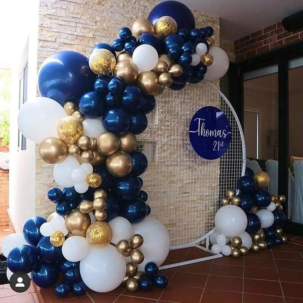 

118pcs Navy Blue Gold White Balloon Garland Arch Kit Confetti Balloons for Baby Bridal Shower Birthday Party Wedding Decorations