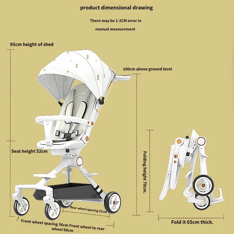 Newborn travel stroller lightweight foldable pram two-way baby carriage high landscape four-wheel anti-rollover stroller