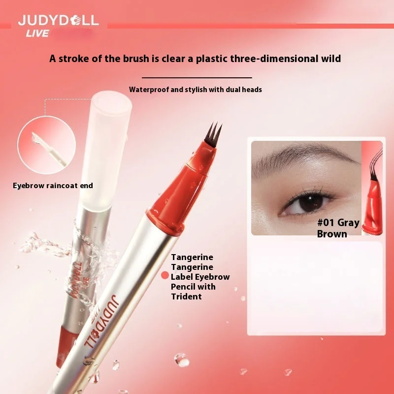 Judydoll 3 Prongs Water Eyebrow Pen Waterproof Long Lasting Smudge Proof Built-in Eyebrow Coat Wild Brows Aegyo Sal Makeup