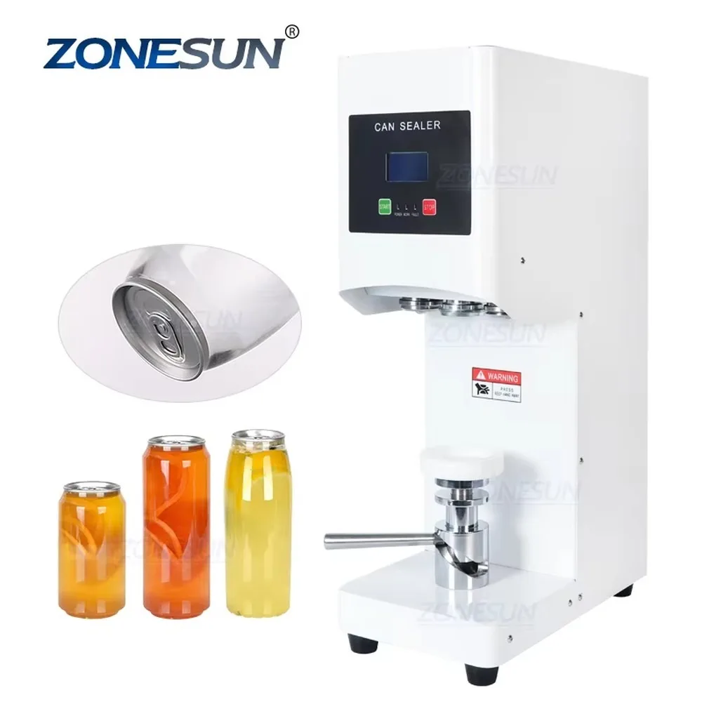 Automatic Induction Sealing Machine for Aluminum Tin Cans Plastic Bottle Caps Ring-Pull Can Seamer ZONESUN ZS-FK168