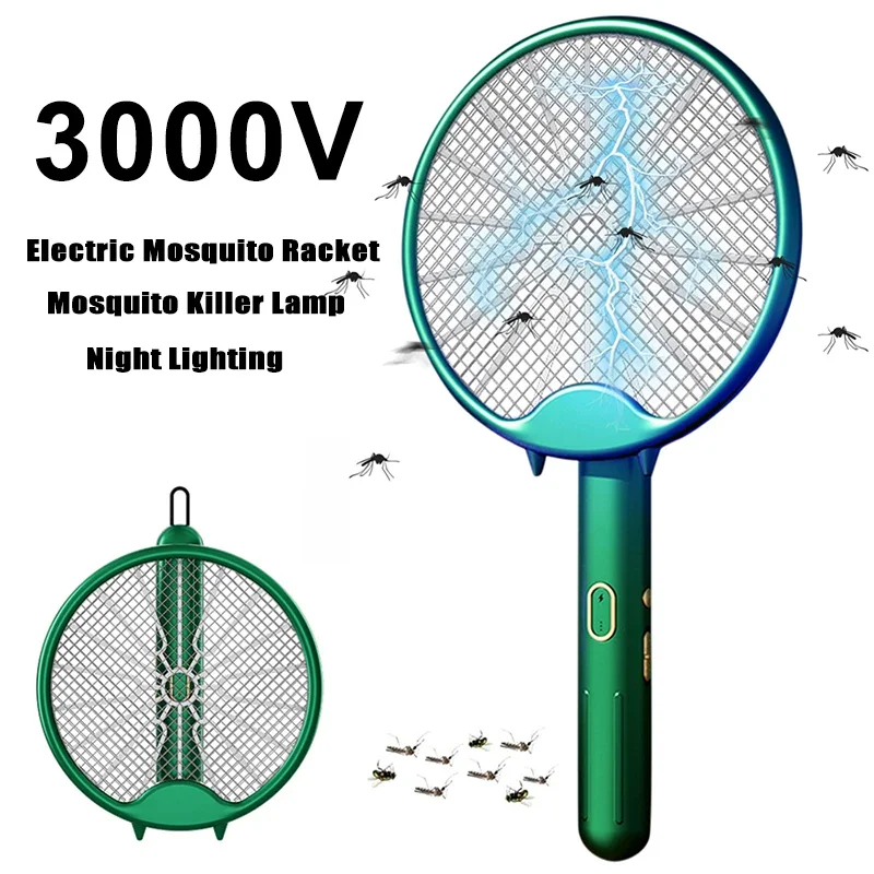 

Electric Mosquito Beat 3000V Mosquito Killer Lamp Rechargeable Foldable UVLight Repellent Mosquitoes Bug Trap Zapper Fly Swatter