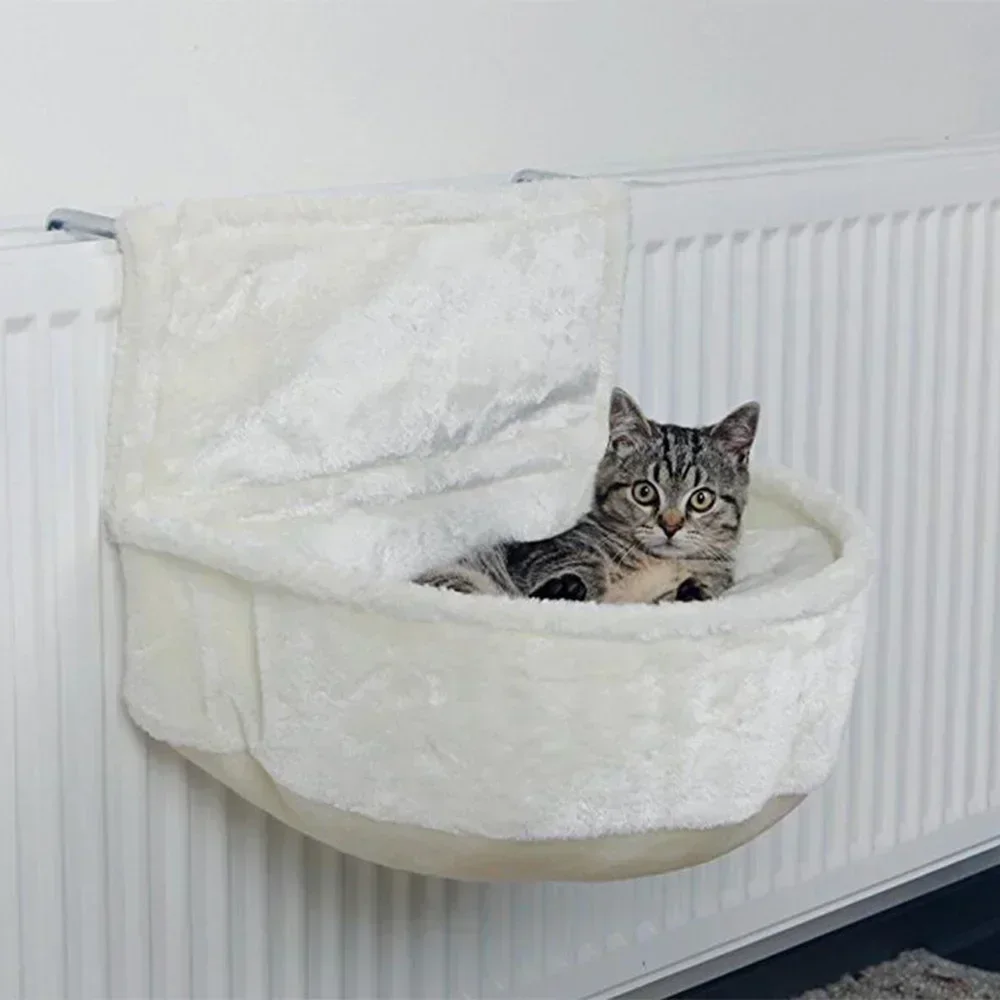 

Cat Plush Radiator Bag Soft Cat Hanging Bed with Strong Durable Iron Frame Warm and Cosy Cat Hanging Hammock for Small Pets