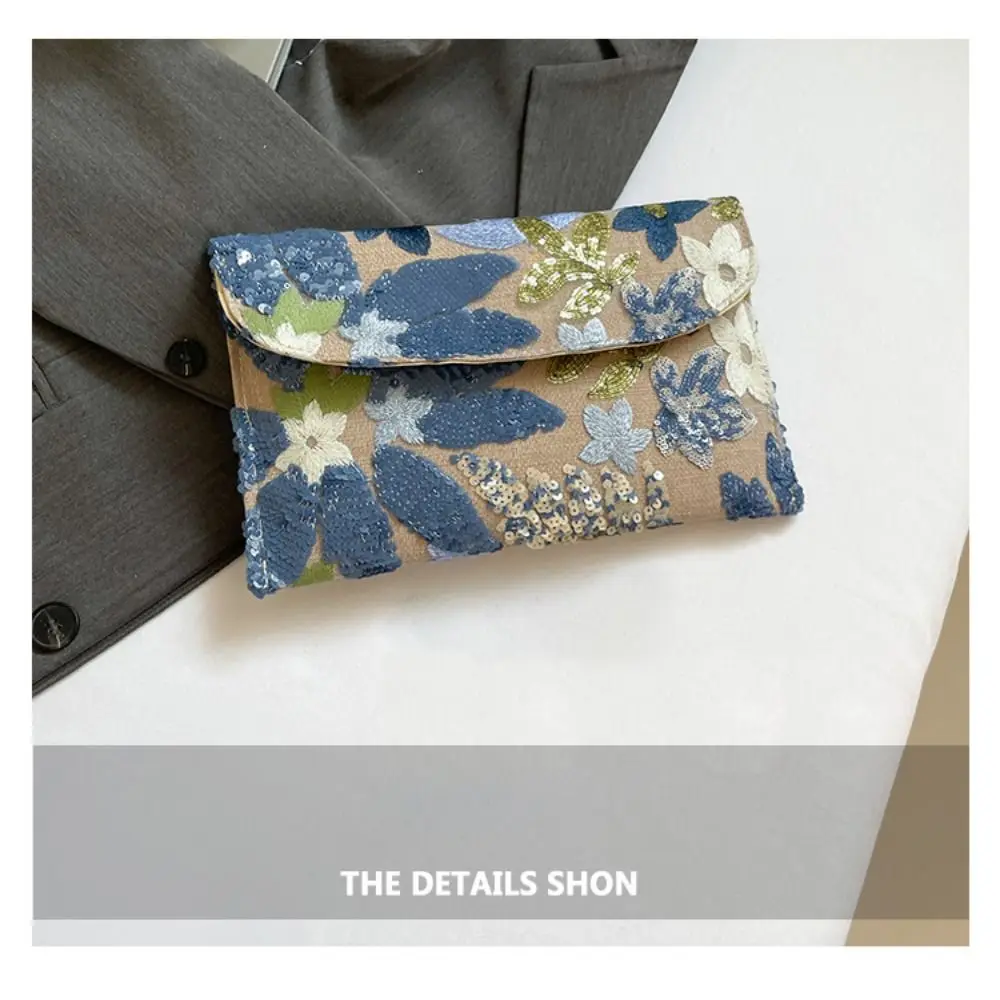 Stylish Sequin Evening Clutch Bags Beaded Elegant Floral Embroidery Bags Exquisite Glitter Party Purses Formal Gatherings