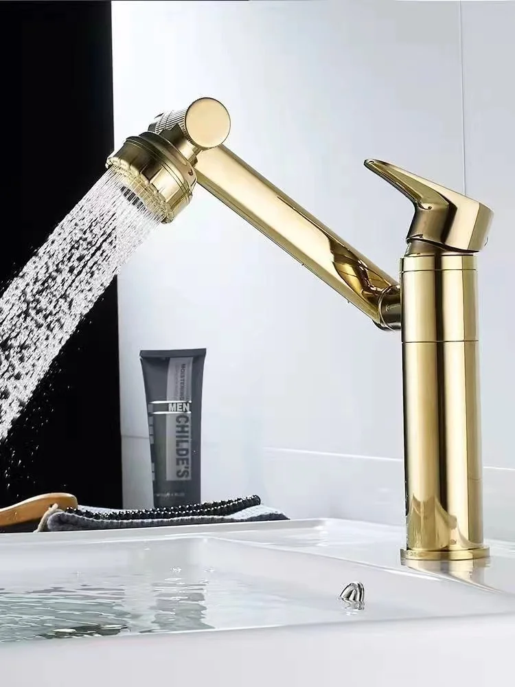 Brass Universal Basin Faucet Hot and Cold Controllable 360° Rotating Bathroom Kitchen Two-speed Outlet Faucet