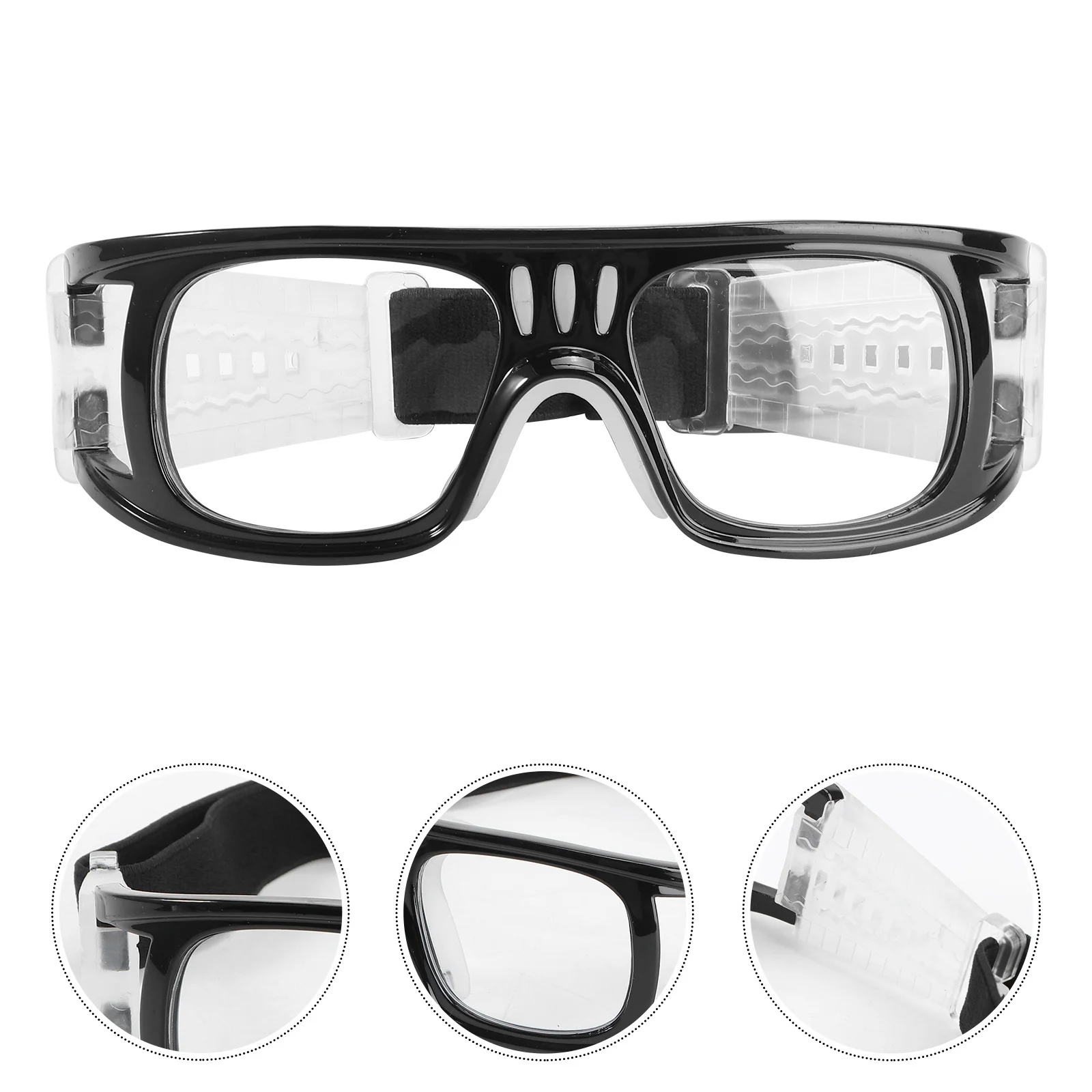 Alça ajustável óculos de futebol de basquete uv400 à prova de choque lente anti-reflexo óculos esportivos quadro destacável preto