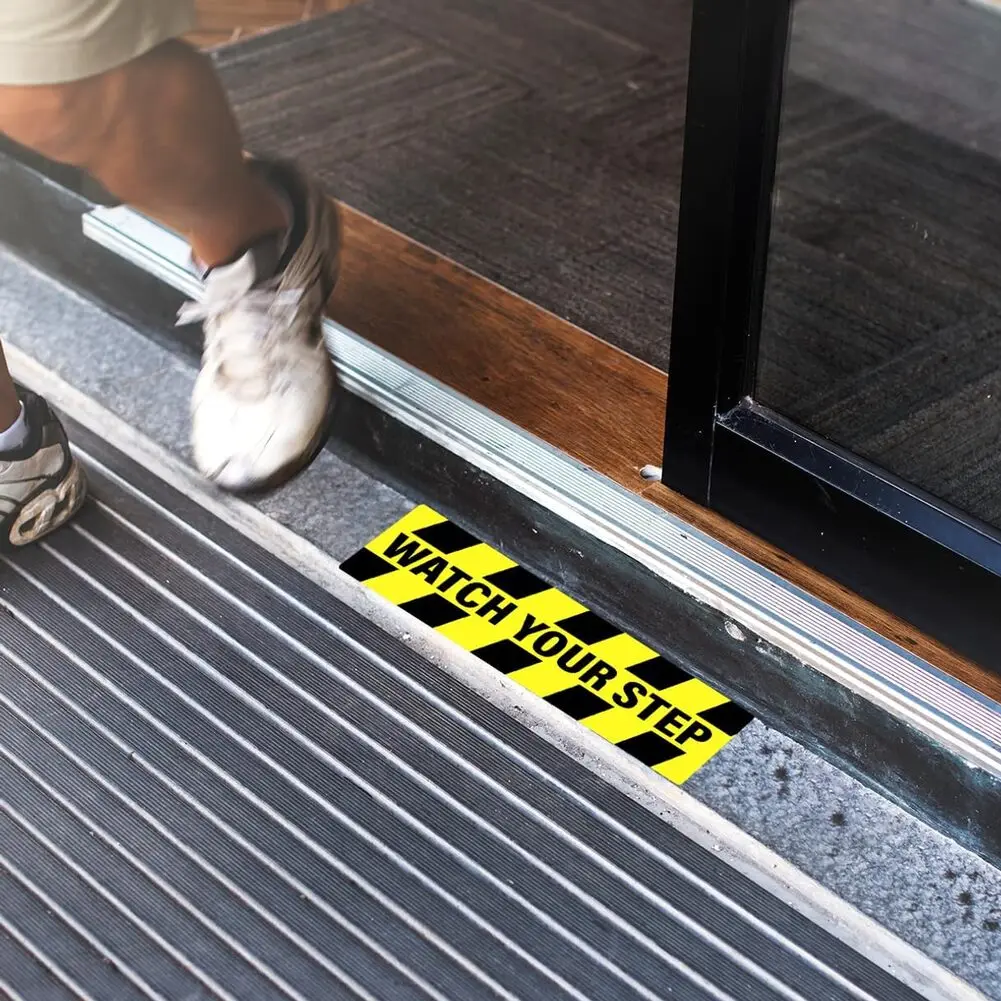 Stickers Safety Stair Stickers Pvc Material Mineral Coated Finish Black And Yellow Stripes For Slippery Stair Edges