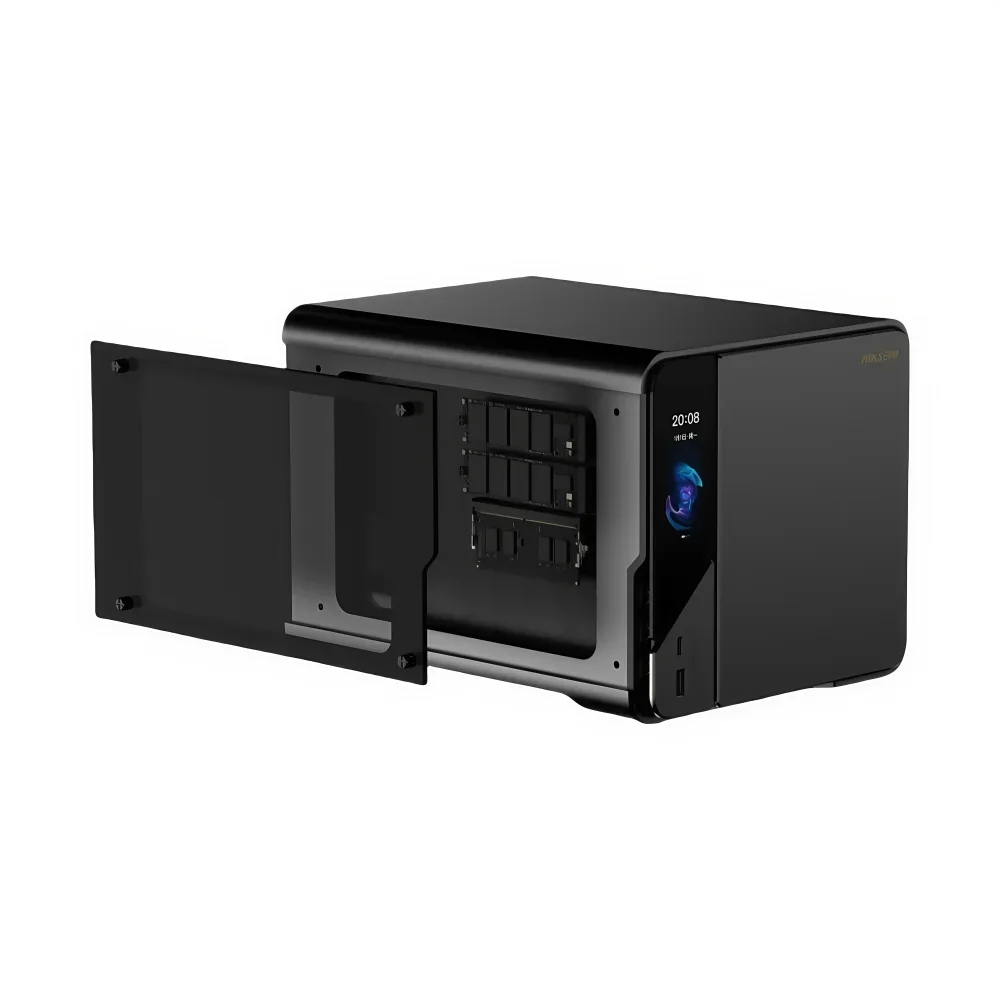 TLF NUOVO Touch Screen N100 Home Mini NAS PC Quad Core 8GB DDR5 Docker Dual Lan 4 Bay SATA HDD NVMe SSD Storage