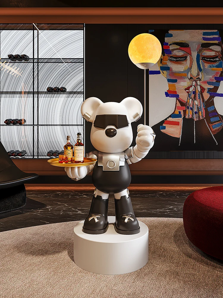 Bear Sculpture for Living Room Decoration, Large Floor Statue, Luxury Sunglasses, TV Cabinet, Sofa Side Light Tray, Customized