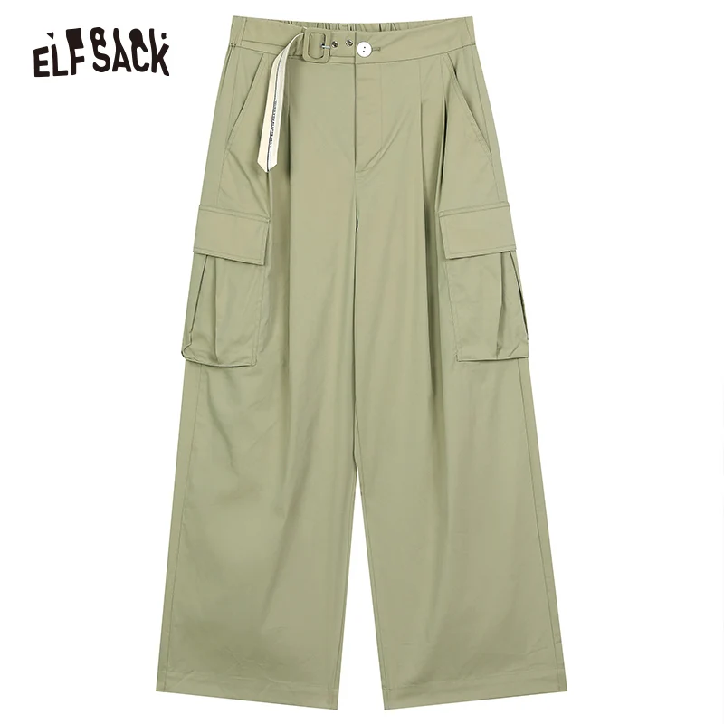 ELFSACK 2024 Summer New Arrivals American casual wide leg pants, work pants, women's straight leg loose pants