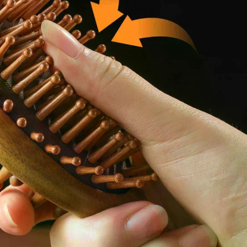 Double Sided Sandalwood Air Bag Comb Anti Static Scalp Massage Wood Comb Head Blood Circulation Nose Comb Brush Curly Hair
