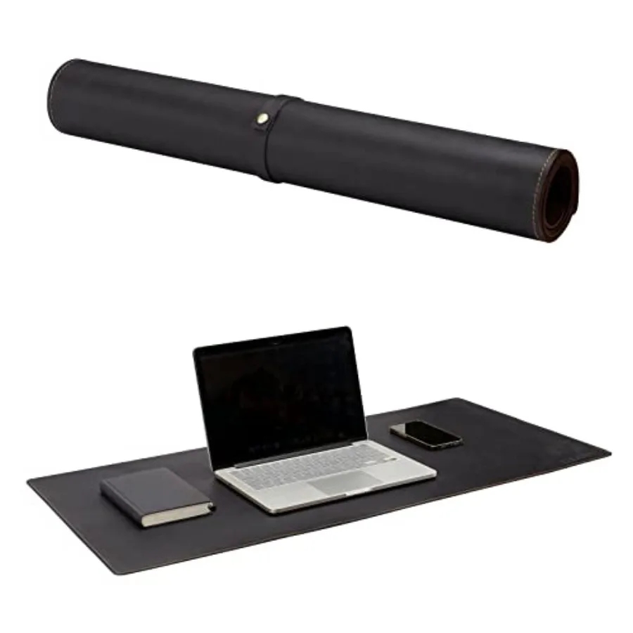 

Full Grain Leather Desk Pad 35 x 18 Inch Leather Desk Mat Large Leather Mouse Pad Desk Blotter Non-Slip Laptop Desk Cover Prote