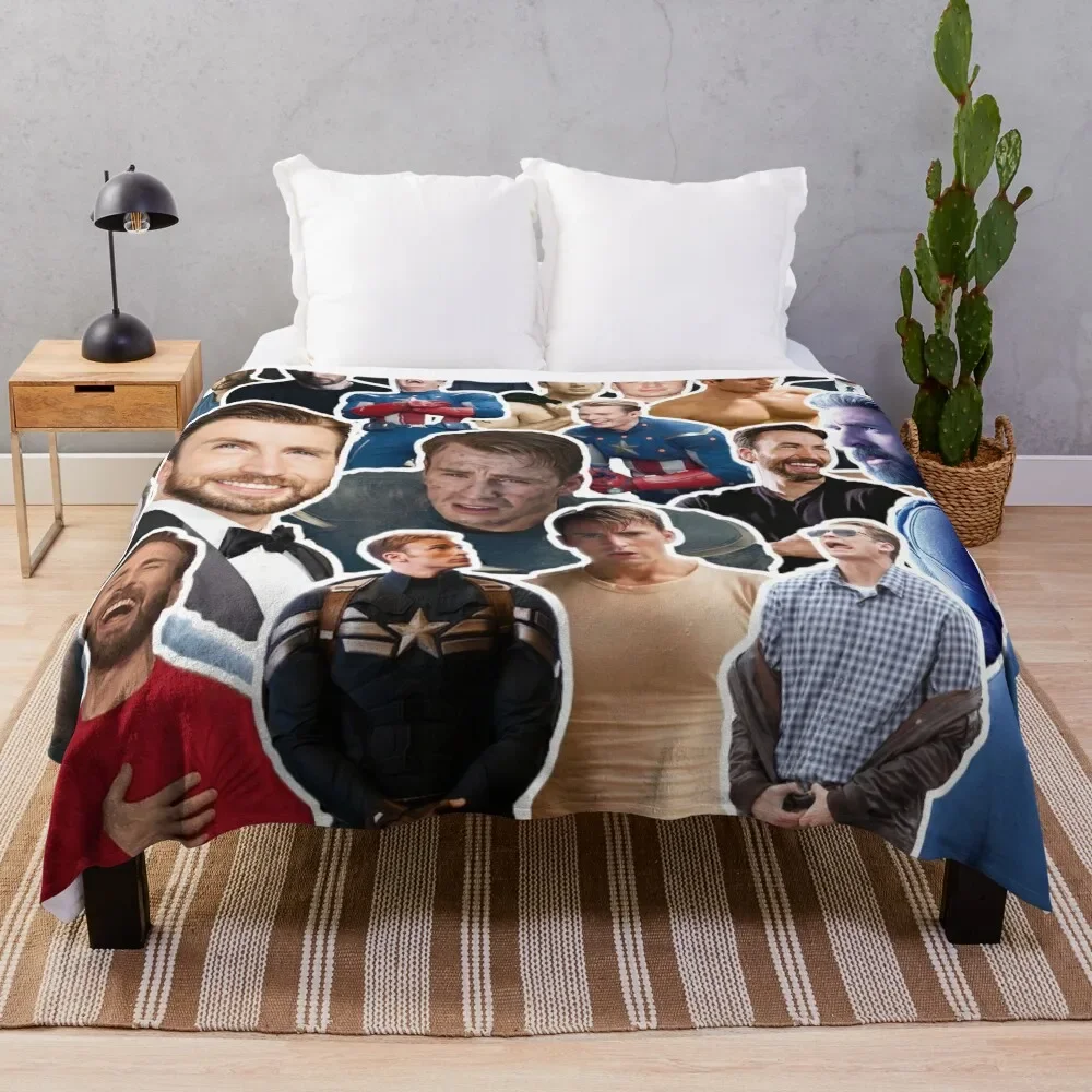 

Chris Evans Collage Throw Blanket Winter beds Bed covers Decorative Sofa Blankets