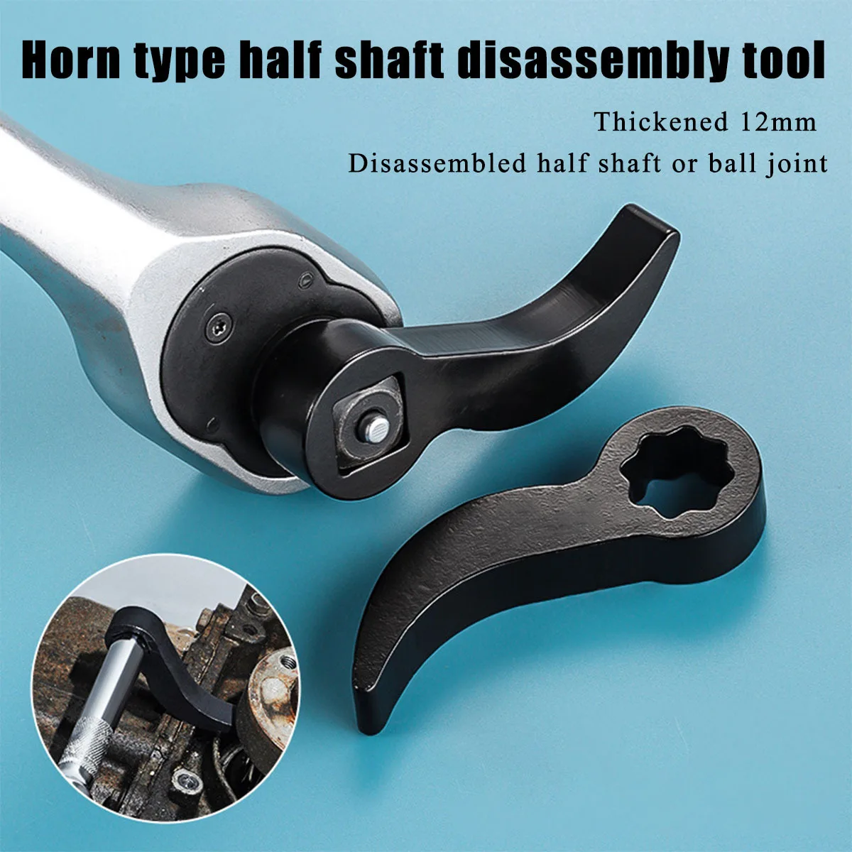 1/2 Angle Type Half Axle Disassembly Tool Drive Pry bar Adapter used for Open-end Wrenches Disassembling Axles Repair Tool