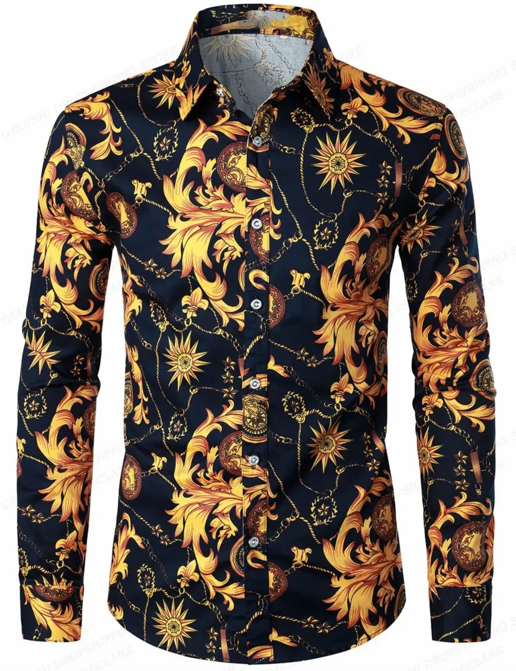 

Long Sleeve Hawaii Shirts Men Fashion Shirt Tropic Leaves Print Shirts Beach Blouse Floral Camisas Men Clothing Turn Over Collar