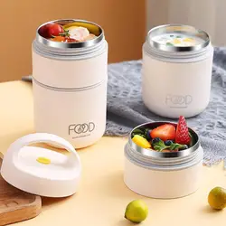 510ml Stainless Steel Lunch Box with Spoon Thermal Food Container Vaccum Cup Insulate Bento Box Thermos Soup Cup For Kids School