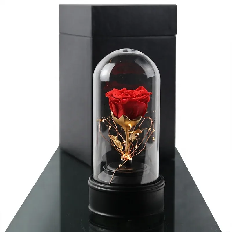 Beautiful LED Light Bluetooth Speaker, Preserved Eternal Roses in Glass Dome, Hot Sale