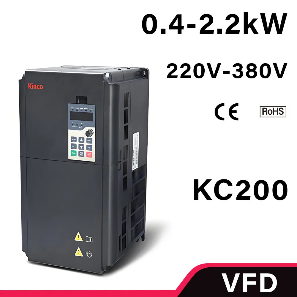 Kinco KC200 Inverter VFD 220V 380V Single To 3 Phase 0.4W 0.75KW 1.5KW 2.2KW 3.7KW Support Modbus Ethernet CANopen EMC Filter