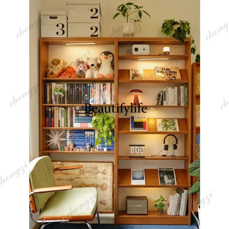 Solid wood storage integrated household living room multi-layer shelf floor-to-ceiling wall display bookcase d178