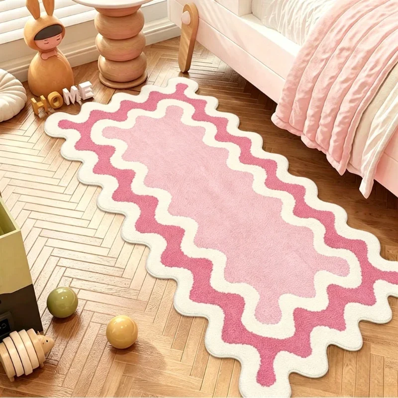 Minimalist Carpets for Living Room Dopamine Color Bedroom Decor Carpet Art Irregular Shape Plush Rug Fluffy Soft Home Floor Mat