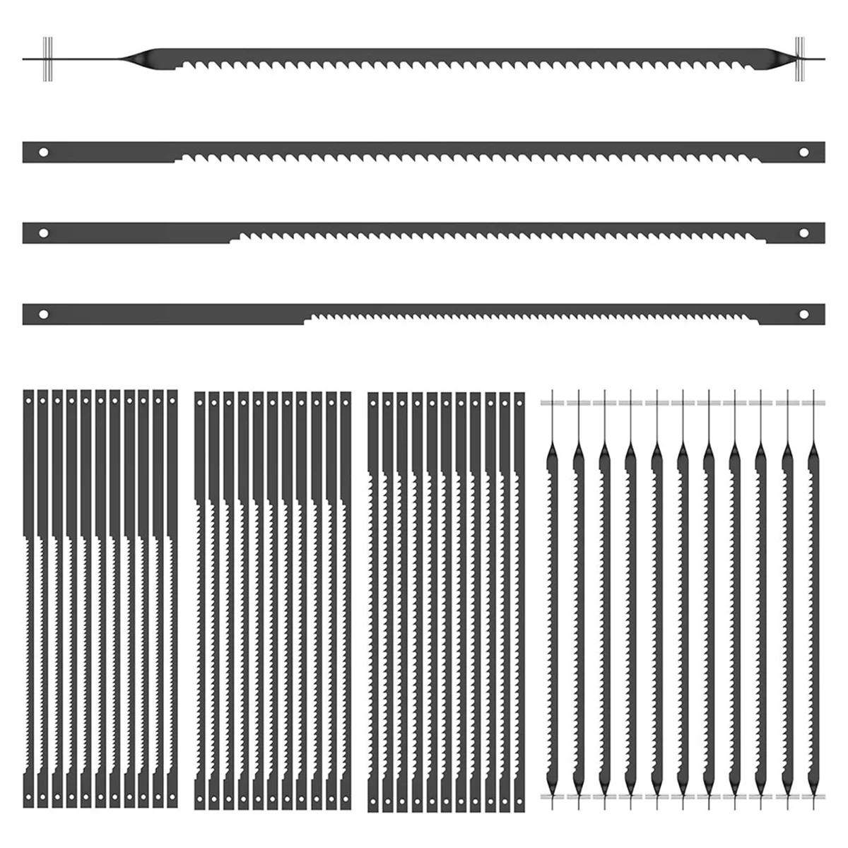 4Inch Scroll Saw Blades, 48PCS Pin End Scroll Saw Blade Replacement for MS20, High Carbon Steel Saw Blade 15/18/24TPI