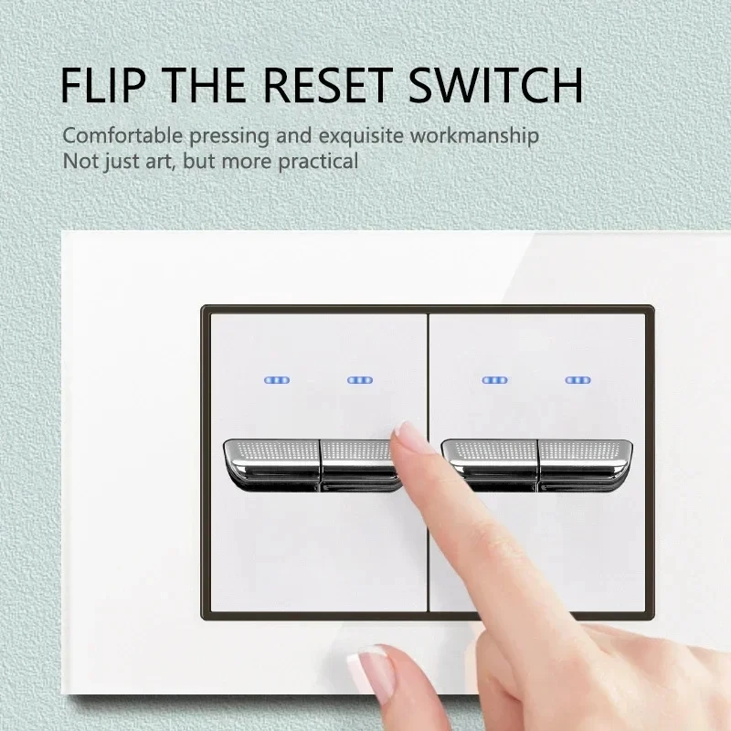 White Tempered Glass Panel Modular Wall Switch Socket Combo USB Type-C Charging Port Wall Outlet 4x2 118x75 for Home Office