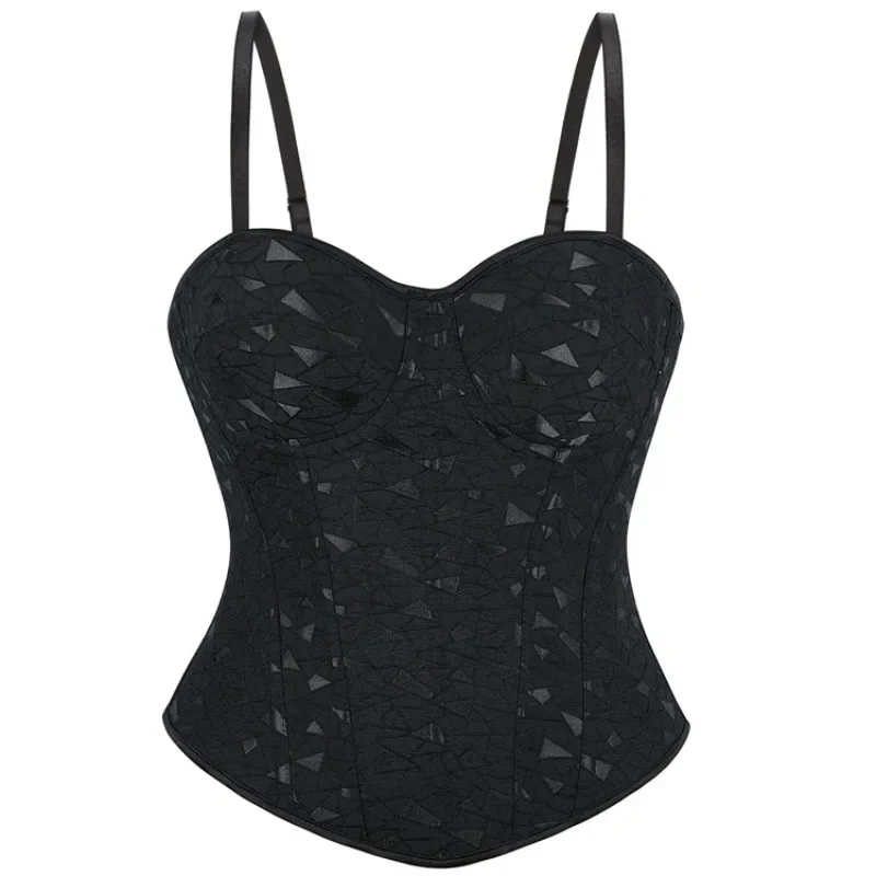مشد بوستير برباط أسود على الطراز الفيكتوري للنساء، ملابس داخلية لتنحيف الجسم، ملابس داخلية للتخسيس فوق الصدر