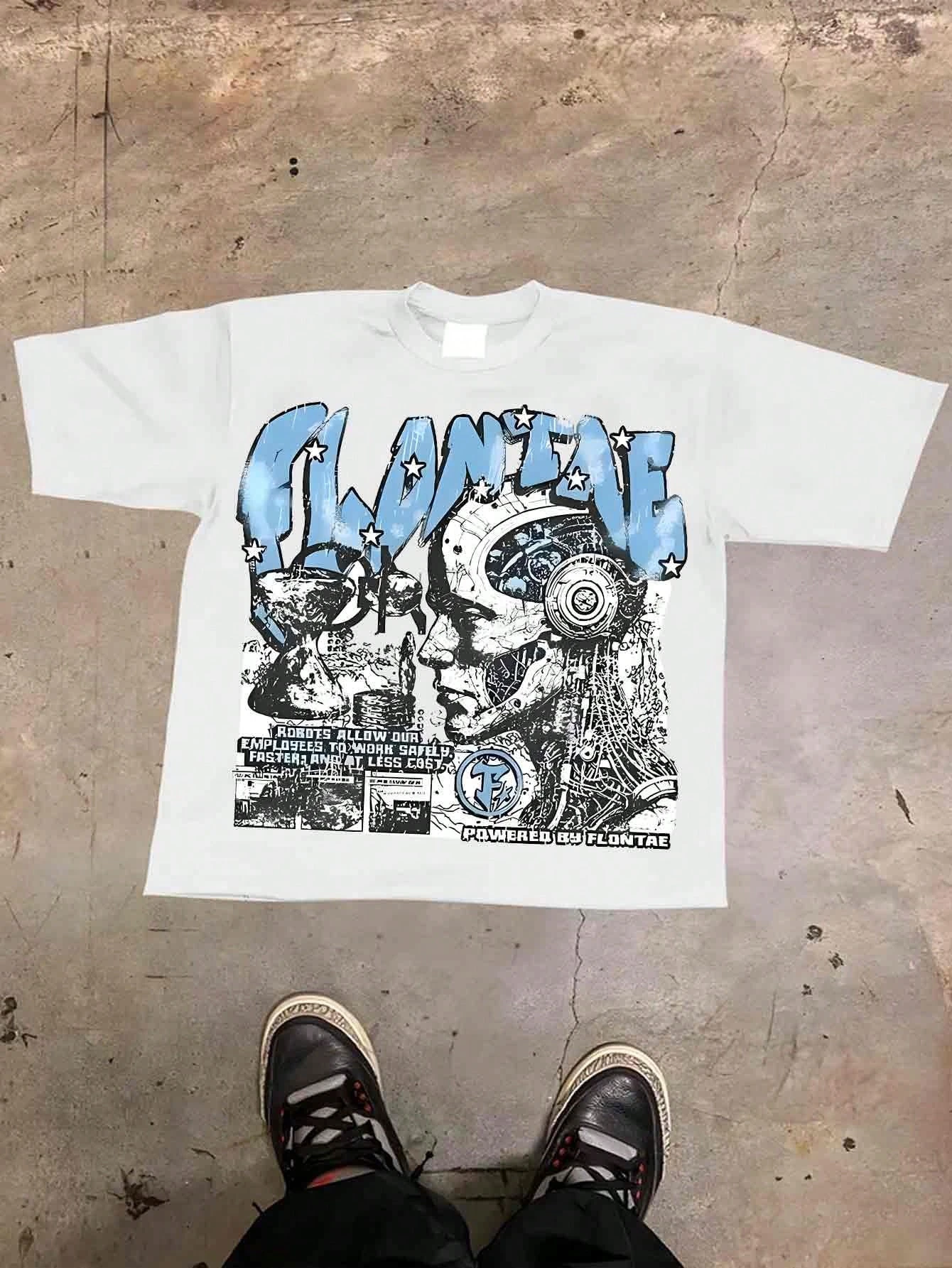 

Y2k Style Pattern Men's Casual Soft 100% Cotton All-Match Crew-Neck Short-Sleeved T-Shirt Harajuku Men Clothing