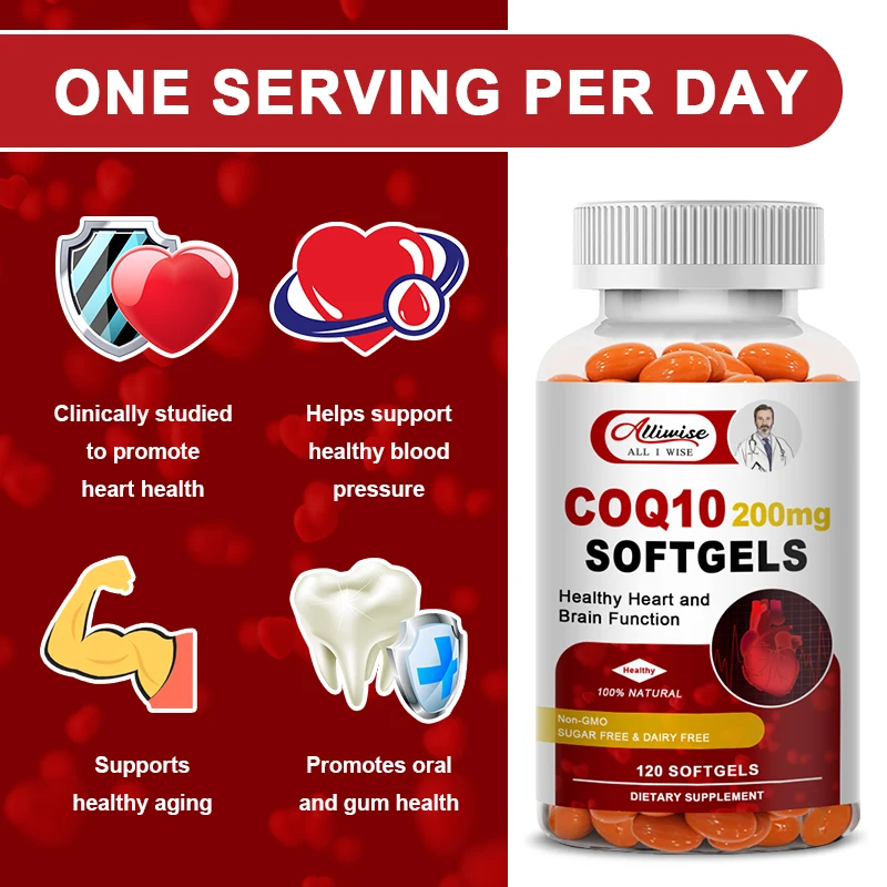 Coenzyme Q10 Capsules 500mg, for Circulation Stress Health and Body Energy, Better Absorption, Antioxidant Heart Health