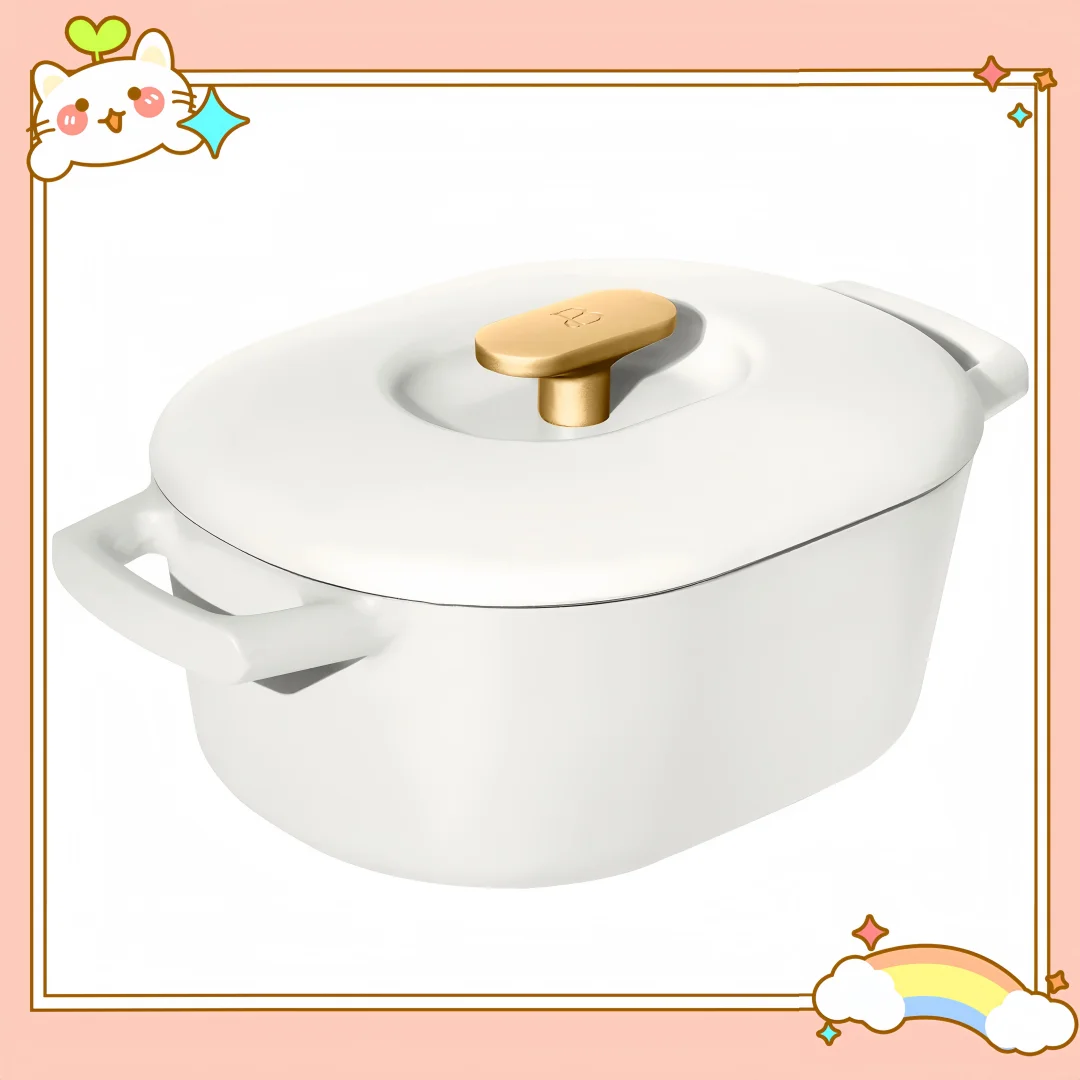 

6QT Enamel Dutch Oven. Durable Cast Iron, Non-Stick, Oven Safe to 500°F. Perfect for Roasts & Entertaining.