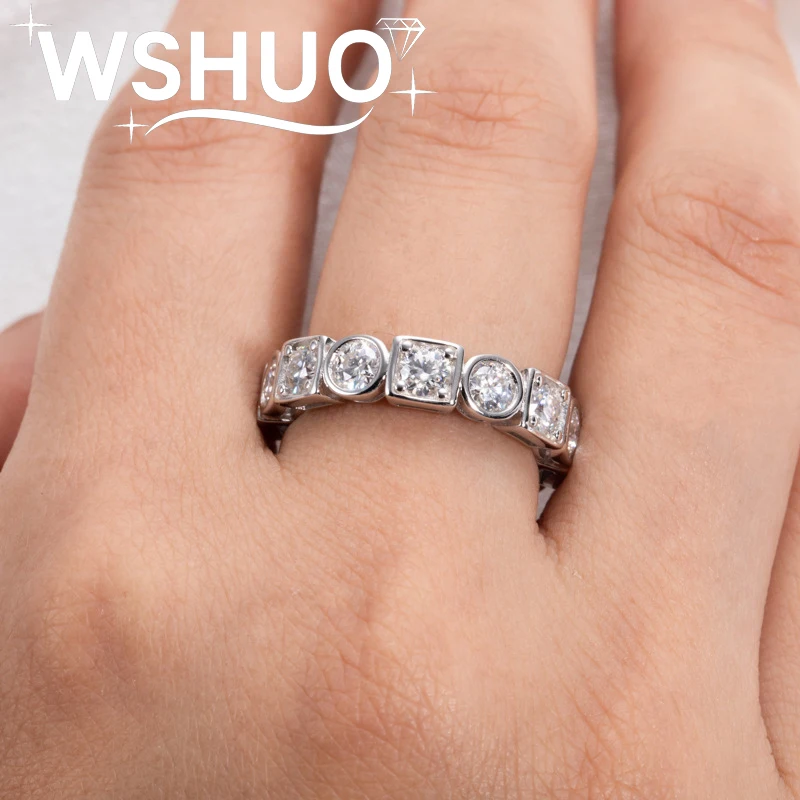 

WSHUO 3.5mm D Color Full Moissanite Women Ring 925 Sterling Silver 18k Gold Plated Wedding Rings Luxury Jewelry GRA Certificate