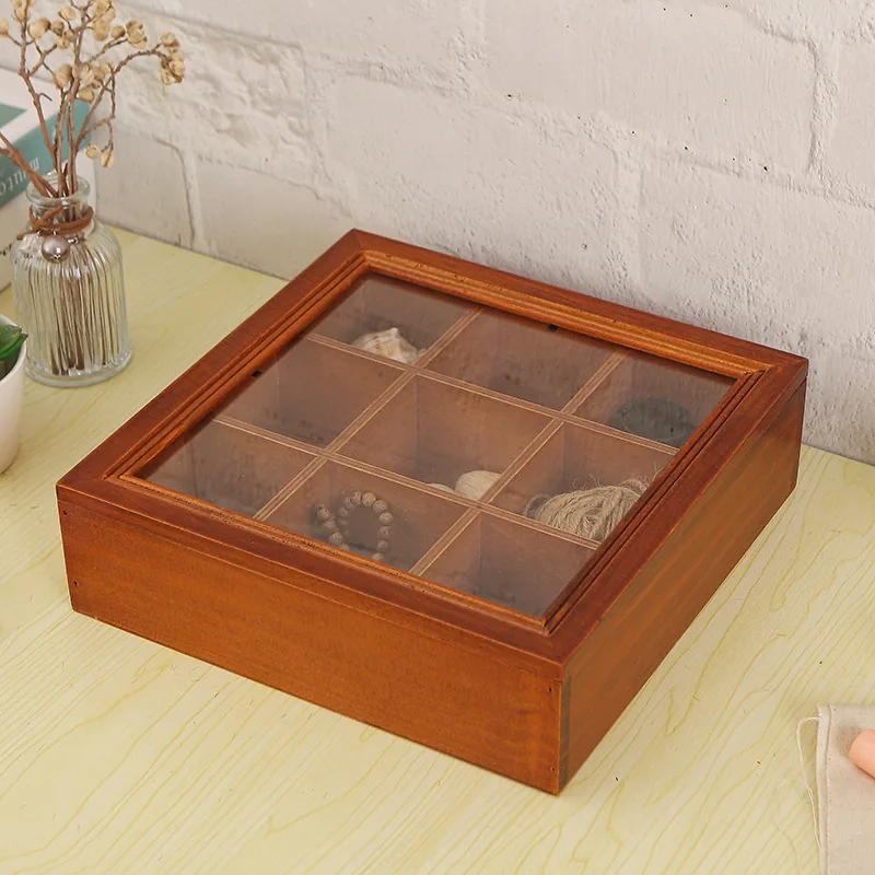 Home Desktop Nine Grid Square Storage Box Small Grid Jewelry Storage and Organization Acrylic Transparent Display Box