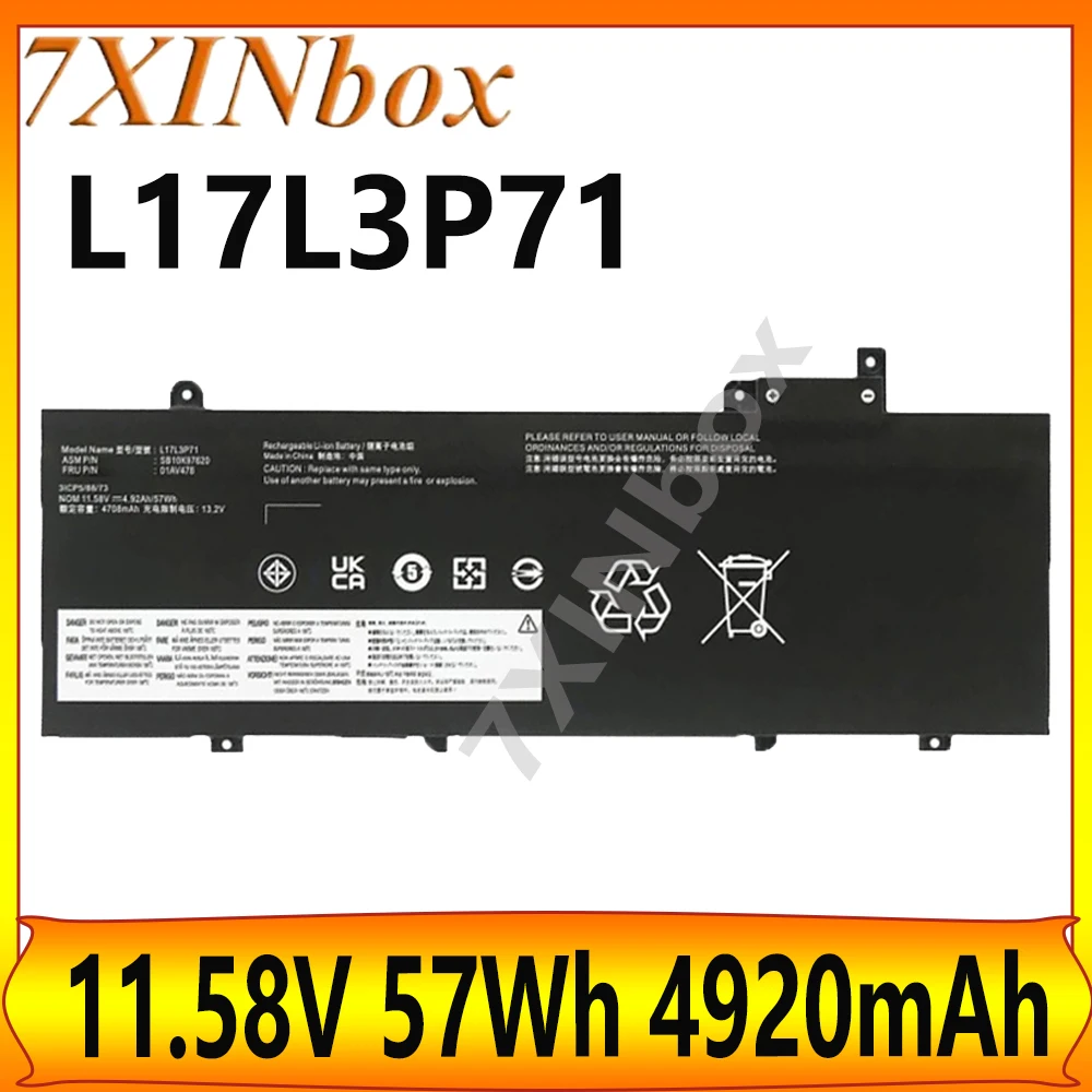

7XINbox L17L3P71 L17M3P71 11,58 В 57 Втч 4708 мАч оригинальный аккумулятор для ноутбука Lenovo ThinkPad T480S L17M3P72 01AV478 серии ноутбуков