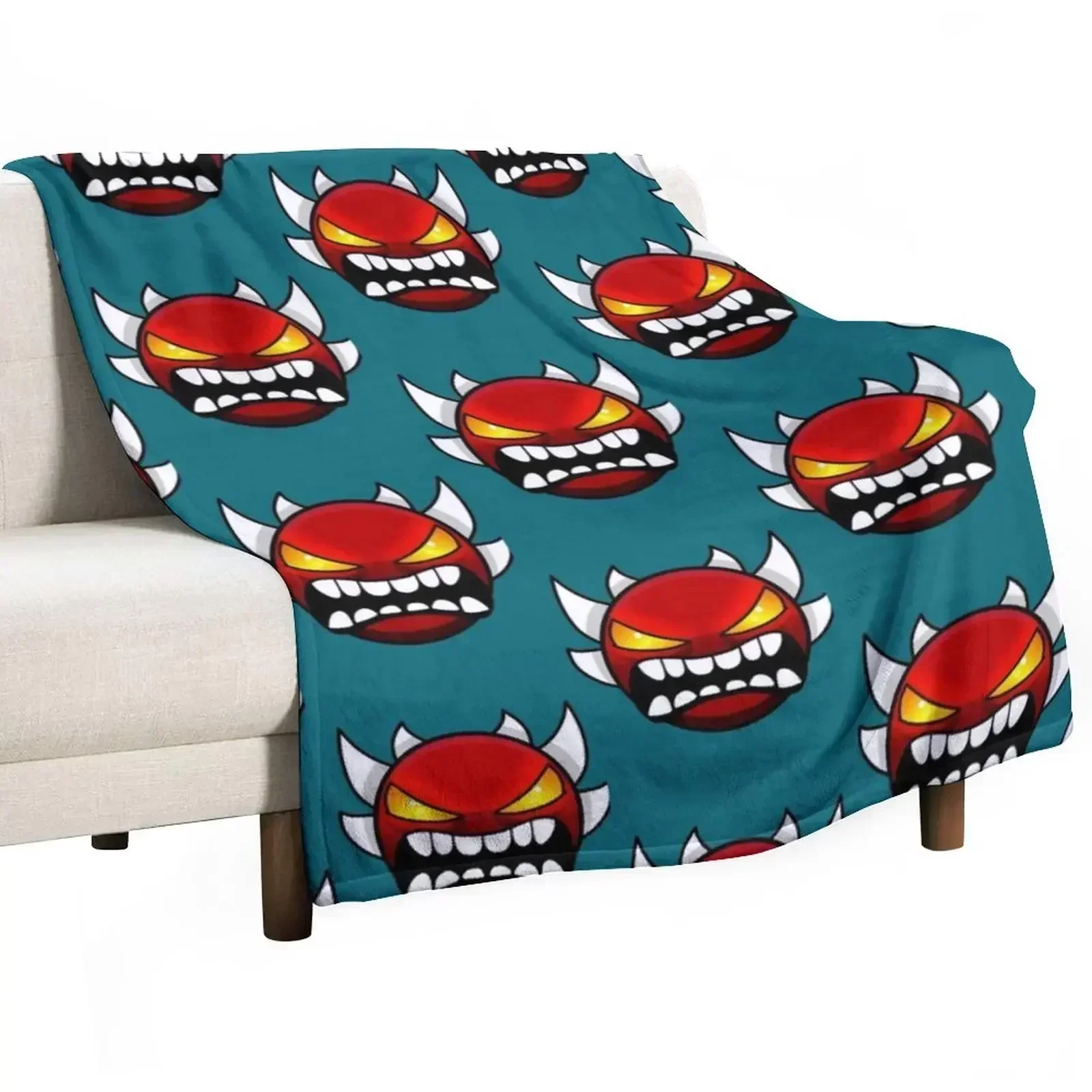 Geometry dash Extreme demon Throw Blanket Wrinkle Resistant Lightweight Blanket