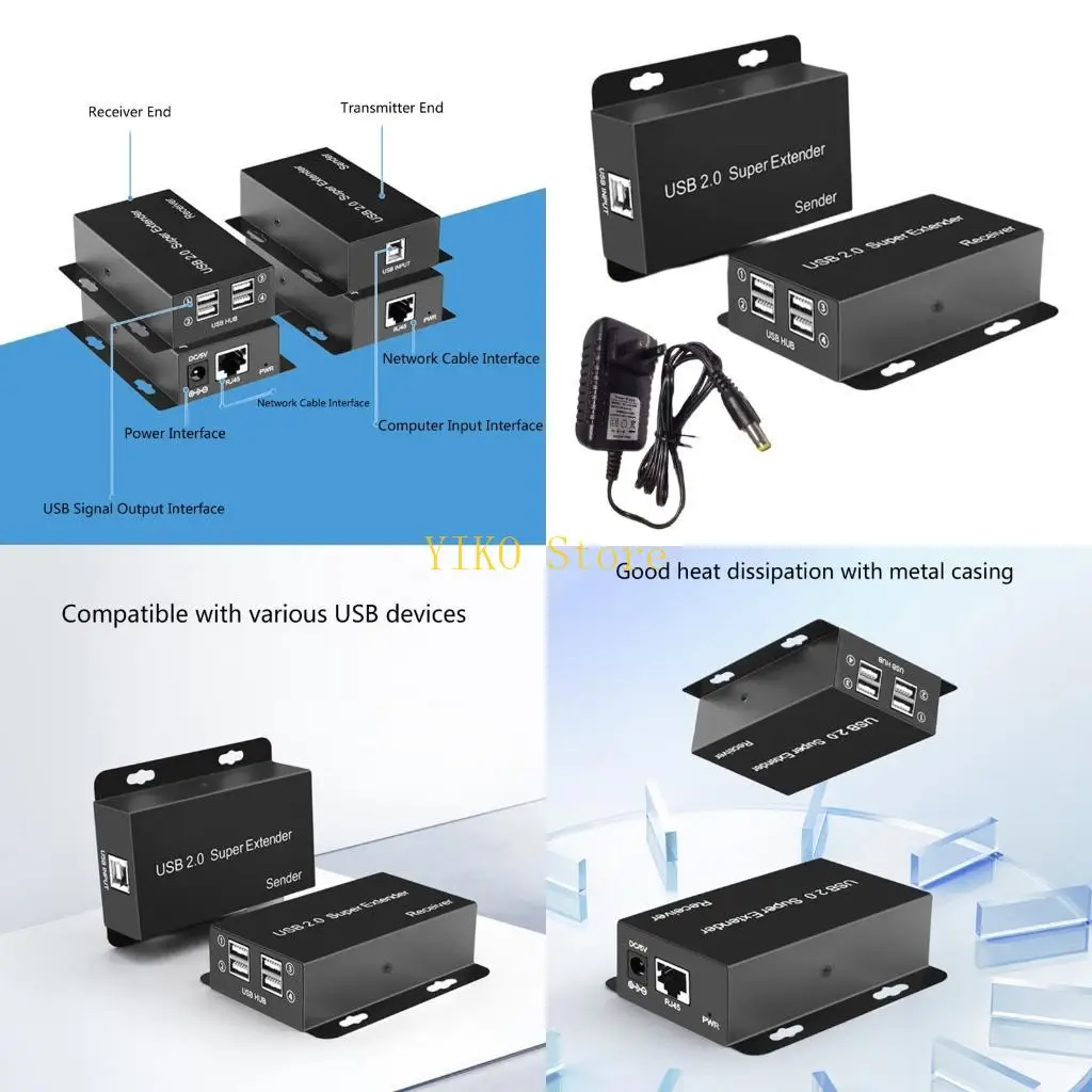 

K32C 50m Extender Over RJ45 Ethernet Networking Cable Extender USB2.0 HUB Extender