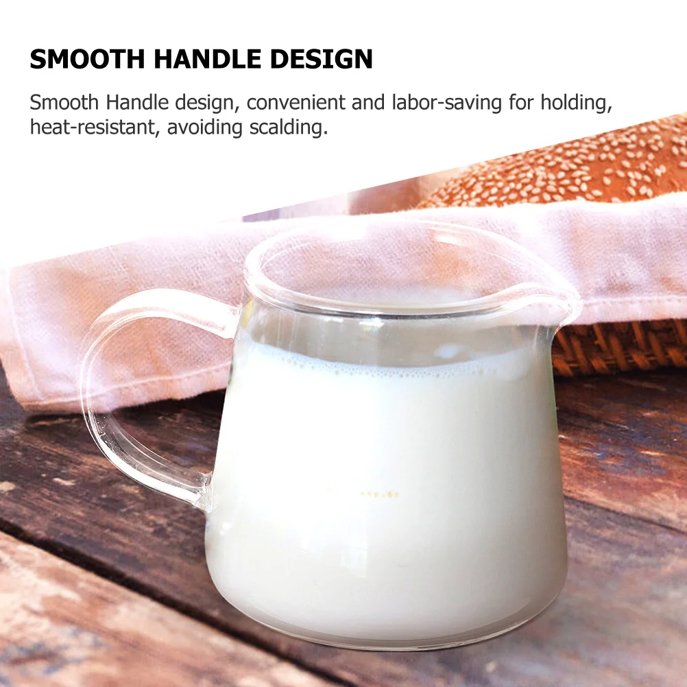 

Small Milk Pitcher Coffee Clear Glass Jar Cup Cream Pourer Round Frothing Latte