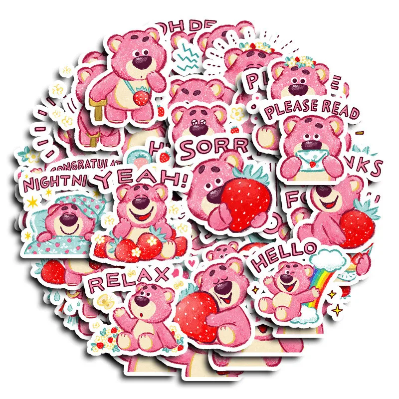 40 قطعة من ملصقات الكتابة على الجدران للفتيات اللطيفة على شكل دب الفراولة للدراجات اليدوية مقلمة هدية للأطفال (متجر عوالم الرسوم المتحركة)