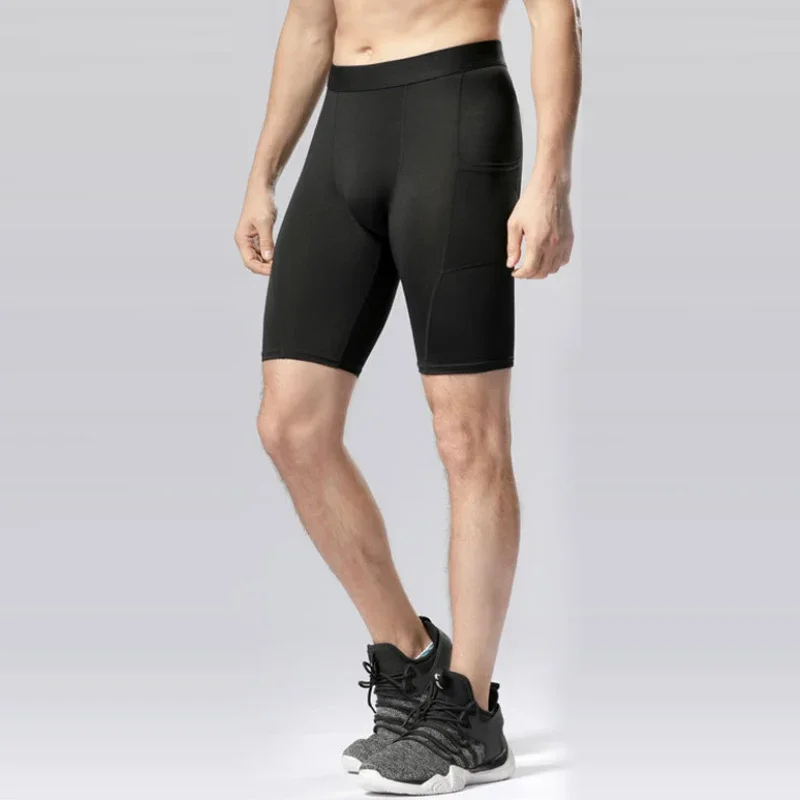 

Pop Men's PRO Sports Shorts With Pocket Fitness Exercise Training Boy Running Stretch Quick-Dry Cycling Tights Pants Leggings
