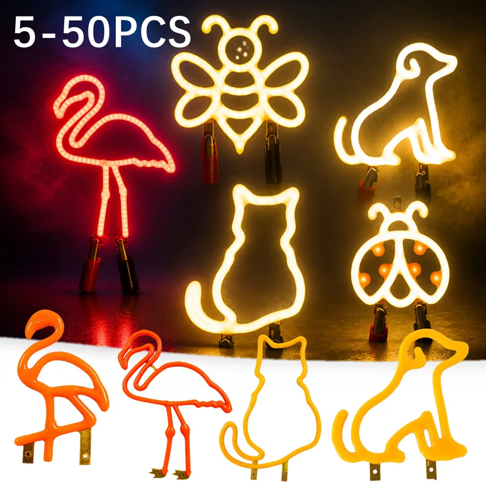 5-50 PCS DC3V Cute Animal Shaped  LED Filament Lamp  2200K Red Pink RA＞90 DIY String Light Accessories Party Holiday Decor Gift