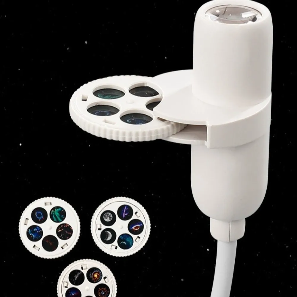 360 Degree Rotating Star Projector Light USB Powered Interchangeable Slides Star Background Light Flexible Neck Atmosphere Lamp